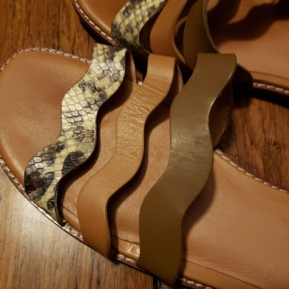 Madewell The Wave Slide Leather Sandal Snakeskin Womens Shoes Size 8.5 Pre-Owned - Picture 9 of 13